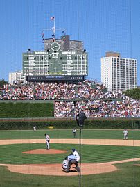 Picture taken of Wrigley Field scoreboard by m...